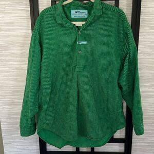 ID# Official Identification green vintage men's Casual pinstriped  80s 90s (l/xl